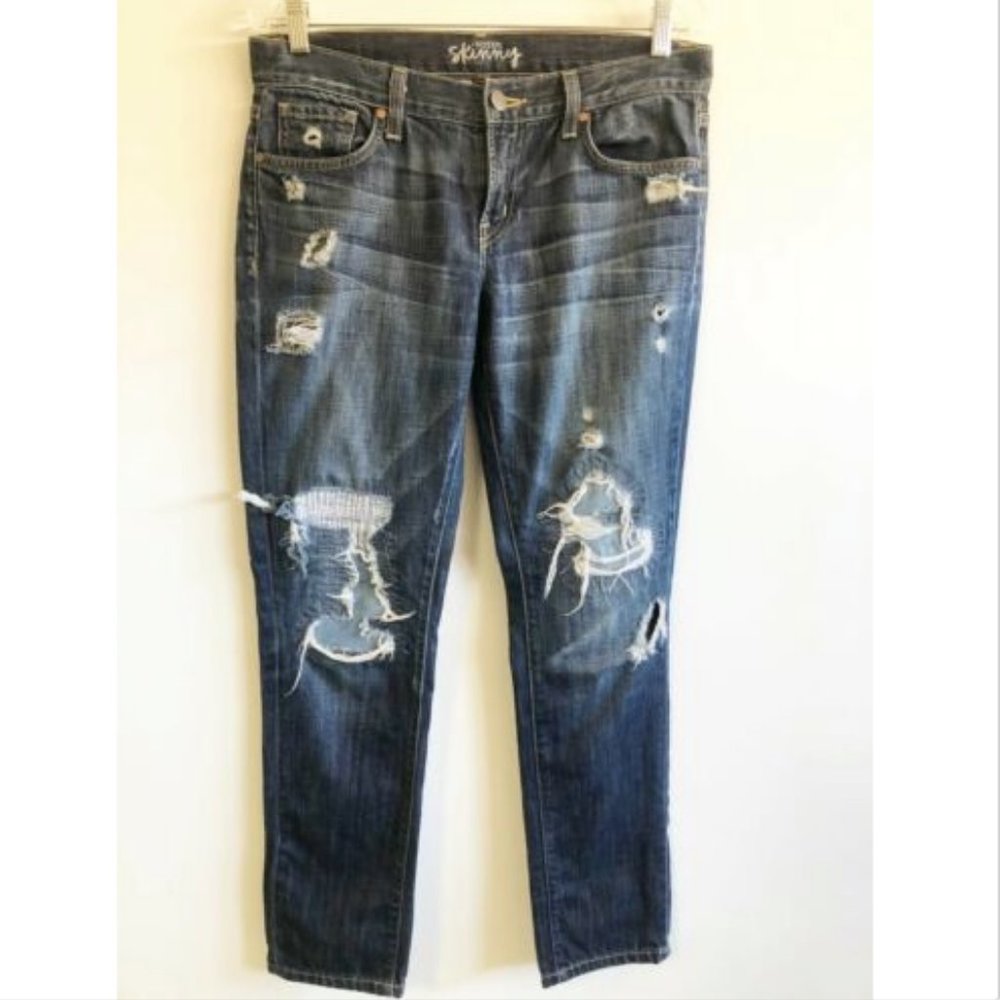 Fossil Skinny Jeans 29 Distressed Patched Denim